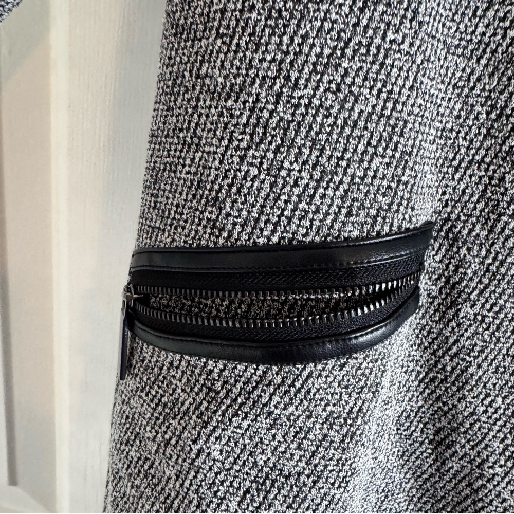 Ann Taylor Factory Tweed Shift Dress with Faux Leather Trim - Picture 6 of 10